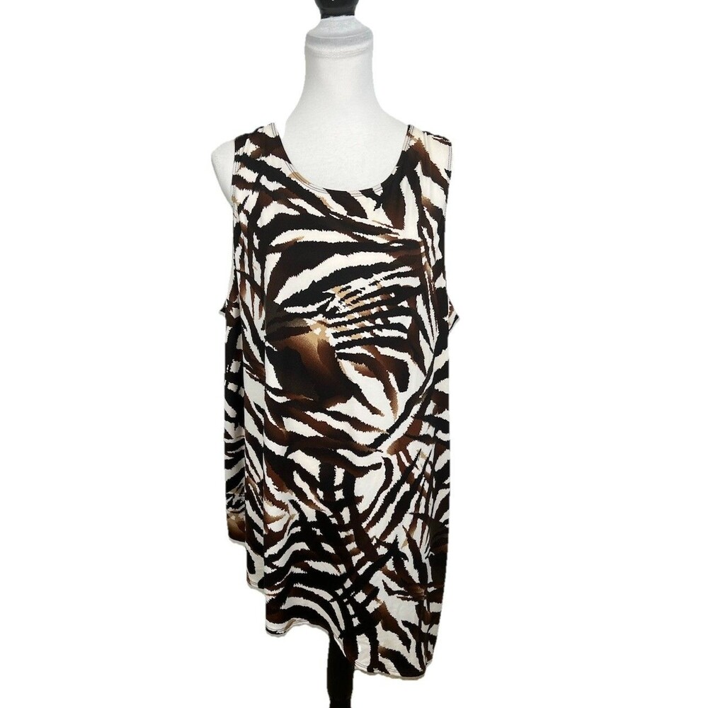 Anthony Original Blouse Plus Size 2X Sleeveless Tunic Top Asymmetrical Hem Flowy